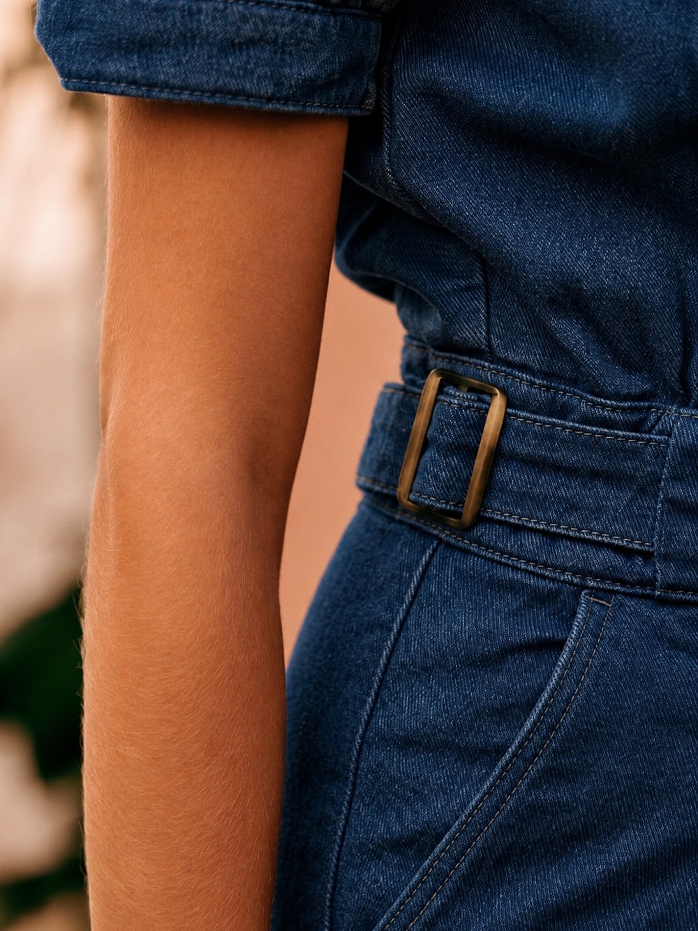 Sezane Lucia Denim Jumpsuit Short Sleeve Size 2 FR 34 - Picture 10 of 17